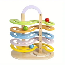 Youngsters' Wooden Marble Run Track Set - Enhances Hand-Eye Coordination & Focus | Educational Toy for Boys & Girls | Perfect Gift for Halloween, Christmas, Thanksgiving | Purple/Green/Blue/Yellow