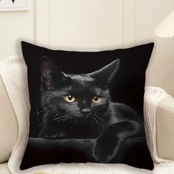 1pc Whimsical Cat Polyester Cushion Cover