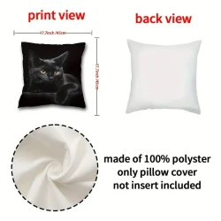 1pc Whimsical Cat Polyester Cushion Cover