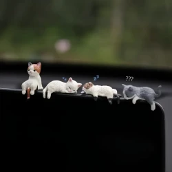 4pcs Set of Adorable Cartoon Cat Car Dashboard Decorations