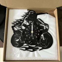 Motorcycle-Themed Vinyl Record Wall Clock - Silent & Stylish Decor