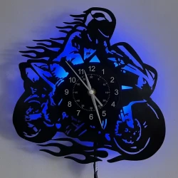 Motorcycle-Themed Vinyl Record Wall Clock - Silent & Stylish Decor