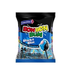 Lollipop Black & Blue (Bon Bon Bum Negro & Azul) - 24 units pack 400g