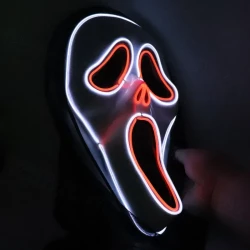 Halloween Scary Skull LED Glowing Screaming Mask