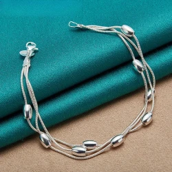 Triple Strand Silver Bead Bracelet