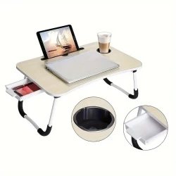 Laptop Desk Laptop Bed Stand Foldable Laptop Table Folding Breakfast Tray Portable Lap Standing Desk Reading And Writing Holder With Drawer For Bed Couch Sofa Floor