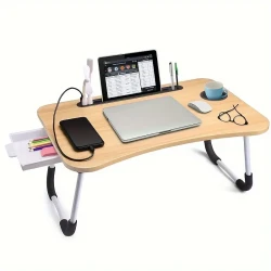 Laptop Desk Laptop Bed Stand Foldable Laptop Table Folding Breakfast Tray Portable Lap Standing Desk Reading And Writing Holder With Drawer For Bed Couch Sofa Floor