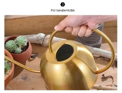 Stainless Steel Semicircle Watering Can Gardening Metal Watering Can