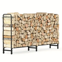 Heavy-Duty Metal Firewood Rack – Wrought Iron Log Holder for Fireplace