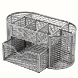 Pen Holder Mesh Desk Tidy – Desktop Stationery Organizer with Drawer