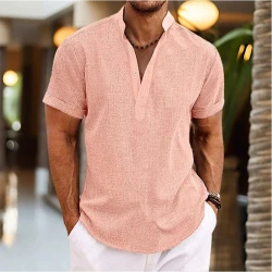 Stand Collar Short Sleeve Shirt