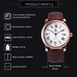 European American Style Men's Casual Hollow Mechanical Watch