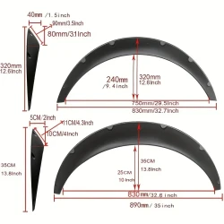 4pcs Car Wheel Arch Covers – Polished Polyurethane Rear Extensions