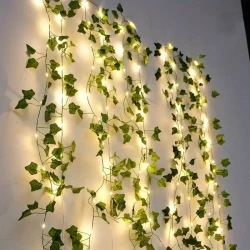 5.0m Artificial Ivy Leaf Plants with LED String Lights – Green Vine Garland