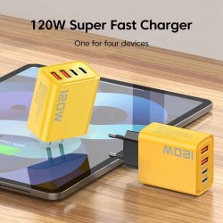 4-Port 120W USB-C PD Charger - Quick Charge 3.0 Adapter