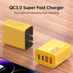 65W 3-Port GaN USB PD Charger - High-Speed Charging Adapter with USB-C to Type-C Cable