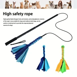 Interactive Dog Flirt Pole with Durable Teaser Wand and Nylon Bungee Cord