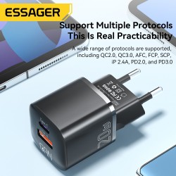 Essager 20W GaN USB Type-C Charger - PD Fast Charge QC 3.0