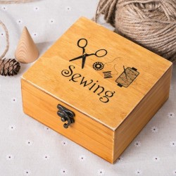 Small Wooden Box Sewing Kit