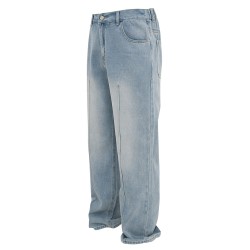 Washed And Faded Denim Trousers Men's Fashion