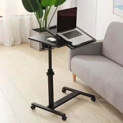 Adjustable Laptop Table Desk Stand - Overbed Bedside Desk With Wheels And Adjustable Height Angle Tray For Bed Sofa Desk Overbed Food Tray Office Table Laptop Stand