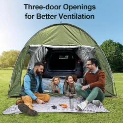 Quick Set-Up SUV Tent for Tailgating, Campervan Rear Shelter, Vehicle Hatch camping Tent Fits Most Models, Sunshade & Rain Protection, 2-3 Person Capacity