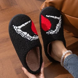 Funny Halloween Love Skull-hand Slippers Home Non-slip Soft Bottom Cotton