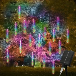 8 Strands 192 LED Solar Shooting Star Lights – Waterproof & Festive