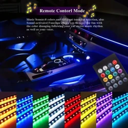 4PCS 48-LED Music Car Strip Light Kit – Sound Active & Wireless Remote