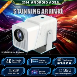 New Indoor/Outdoor 4K Projector, Built-in Android 11.0, WIFI6, BT Wireless5.2, Same-screen Version, Supports 1080P HD Decoding Video, Wired Same-screen Mobile Phone, Portable Home Theater, 180 Degree Rotation, Compatible With HD/AV/smartphone/laptop