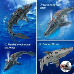 Interactive Remote-Controlled Dinosaur Toy – Dual Propeller Drive with Lights & Water Spray