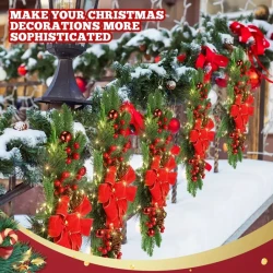 60.96cm Cordless Christmas Swag - Artificial Teardrop Garland for Stairs & Door, Battery-Powered Outdoor Holiday Decor