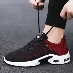 Fashion Mesh Shoes With Striped Design Men Outdoor Breathable Lace-up Sneakers Csual Lightweight Running Sports Shoes For Men