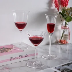 Light Luxury Red Wine Lace-inserted High-leg Crystal Glass