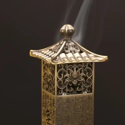 Aromatherapy Incense Burner - Soothing Sandalwood Incense and Premium Agarwood Incense Sticks with Durable Metal Incense Holder and Unique Pagoda Design