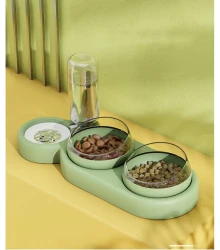 Pet Food Bowl With Water Fountain