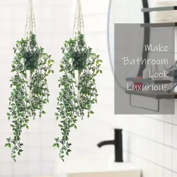 2pcs Simulation Plant, Hanging Mandala Green Plant, Suitable For Washroom Living Room Home Decor.