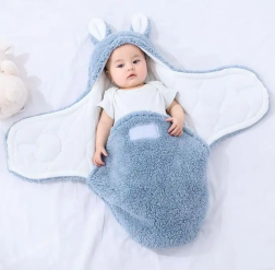 Super Soft Baby Sleeping Bag Fluffy Fleece Newborn Blanket Swaddle Blankets, Unisex Baby Wrap For Newborn Baby Boys Girls With Head-Protecting & Head-Supporting Function, Wearable Swaddle Sleep Sack