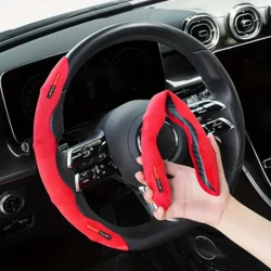 Luxurious Suede Steering Wheel Cover - Airflow Enhanced, Non-slip, Secure Grip