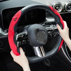 Luxurious Suede Steering Wheel Cover - Airflow Enhanced, Non-slip, Secure Grip