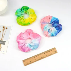 Rainbow color fleece hair ring