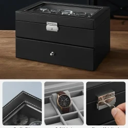 SONGMICS 1pc 20-Slot Watch Box