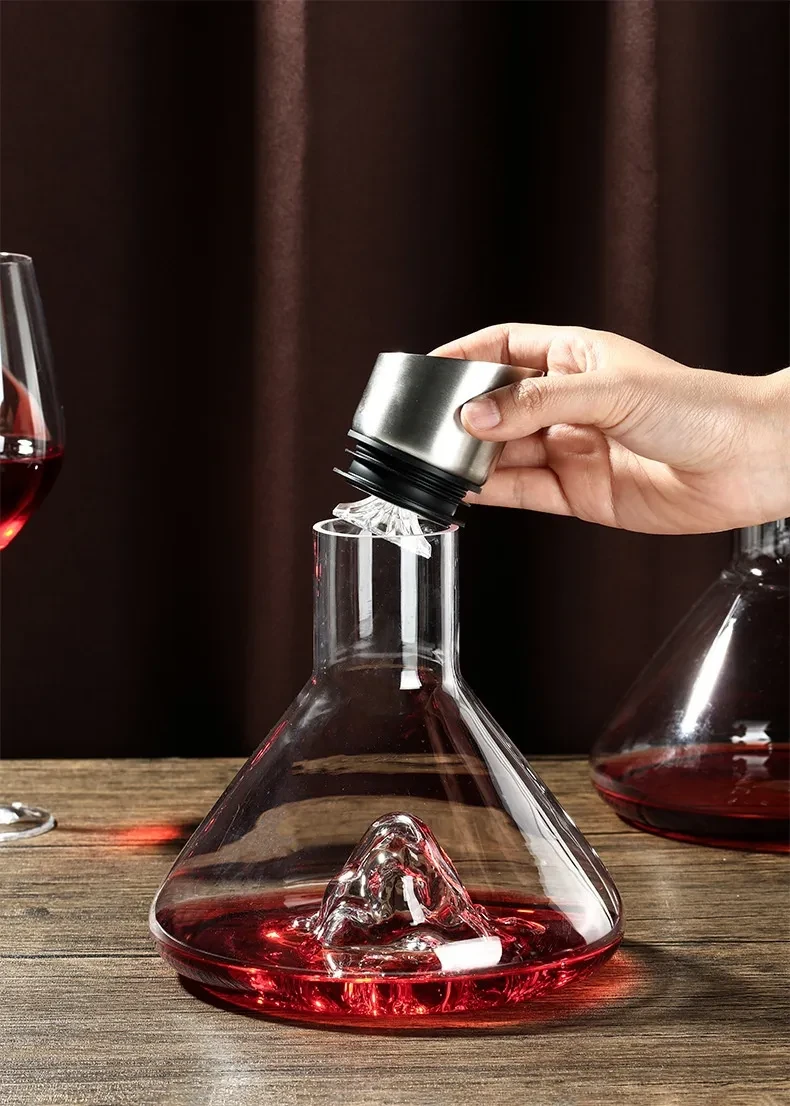 Hot-selling Iceberg Waterfall Wine Decanter Creative Transparent Lead-Free Crystal Glass Wine Dispenser Barware Quick Decanters