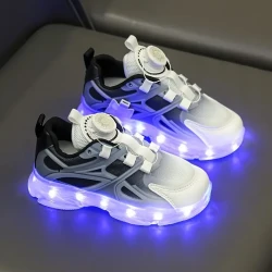 GUANGLAN LED Low Top Sneakers for Girls - Glitter-Camouflage, Breathable Walking Shoes, Secure & Non-Slip TPR Sole