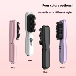 Rechargeable Wireless Straightening Comb 220 Hair Straightener Brush USB Rechargeable Flat Iron LCD Display Temperature