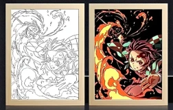 Demon Slayer Tanjiro Burning Light Frame