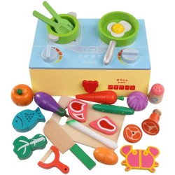 The Kitchen Gas Stove Cooking Simulation Wooden Children Play As Early Magnetic Puzzle Toy