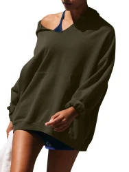 Women's Oversized Casual Hooded Pocket Sweatshirt