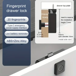 Smart Fingerprint Door Lock - Keyless Biometric Security for Home & Office Cabinets, Shoe Storage - Battery-Powered, Easy Install