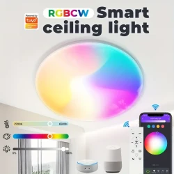 Smart Light, WiFi Ceiling Light, 24W Tuya Smart Bulb, Ultra-thin And Simple RGBCW